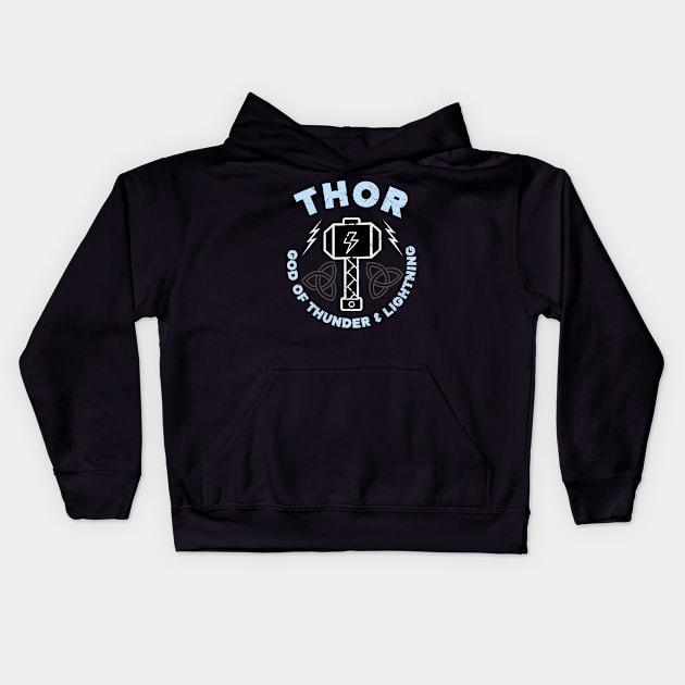 Thor God Of Thunder And Lightning Kids Hoodie by HUNTINGisLIFE